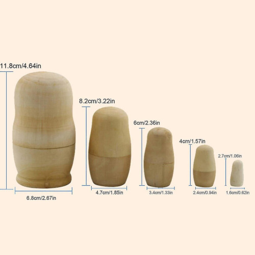 5pcs Wooden Nesting Dolls Matryoshka Russian Hand Painted Stacking Doll Toy Set 2