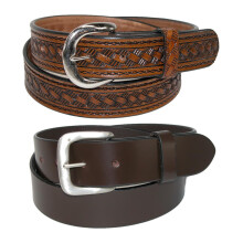 CTM Men's Leather Removable Buckle Belts (Pack of 2)