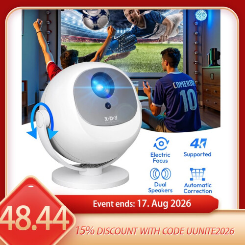 XGODY 4K Smart Projector Autofocus WiFi Video Home Theater Android 14 USB/HDMI
