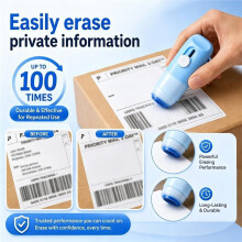 2-in-1 Box Cutter & Thermal Paper Eraser Pen- with Built-in UnboxingKnife for One Smear Printed Text Covering Labels
