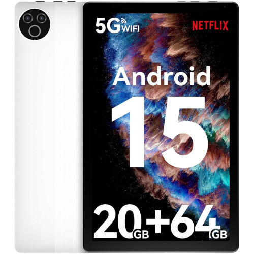Tablet 10 inch Android 14 Tablets, 8GB RAM 128GB ROM 1TB Expand,Oct-Core，White