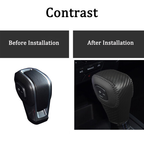 Car Gear Shift Knob Cover Leather Waterproof Black 2