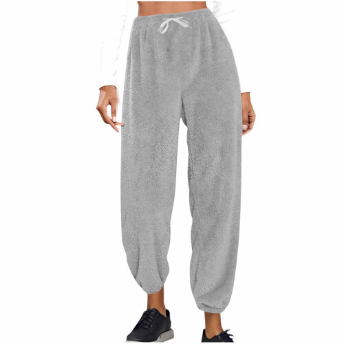 Women's Fleece-Lined Jogger Pants Elastic Waist Cuffed 1