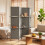 Homcom HOMCOM 4 Panel Folding Room Divider, Privacy Screen with Shelves, Grey 9