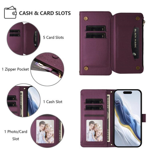 Magnetic Clasp Flip Stand Case for iPhone 17 Dark Purple 2