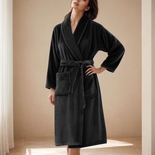 Satin Robe for Women Black L 1