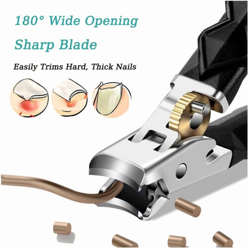 Black Anti-Slip Grip Nail Clipper Set 3PCS with Double 1