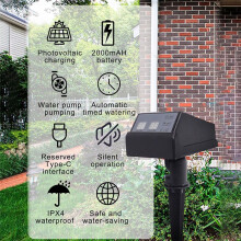 Minuterie D'Arrosage Automatique Solaire, Système D'Arrosage Goutte à Goutte, Pompe à Eau, Contrôle pour Jardin, Pelouse, Pot, 2000 MAh