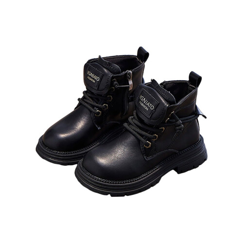Children's British-style side-zip leather short boots 1