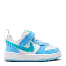(3.5 UK Child, White/Blue) Nike Childrens/Kids Court Borough Leather Trainers