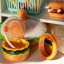 Rechargeable Fan 500mAh Burger Shape Multifunction Desk Fan 3 Speeds Including Mirror Universal Fan,B