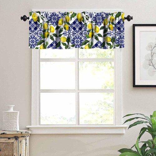Blue Tile Lemon Window Valance 54x18 inch 1