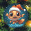 Christmas Ceramic Ornament Goldfish Red Santa Hat 6