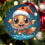 Christmas Ceramic Ornament Goldfish Red Santa Hat 8
