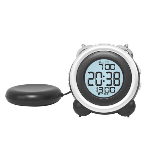 Super Loud Vibration Alarm Clock with Vibrator Multi-Functional Dual Alarm Clock for Heavy Sleeper Deaf Hard Black