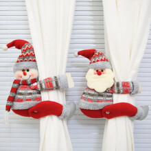 2 Pcs Christmas Curtain Tiebacks, Santa Claus Snowman Window Decor