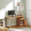 Homcom HOMCOM Computer Desk, Writing Table with Cabinet and Drawer, Natural 2
