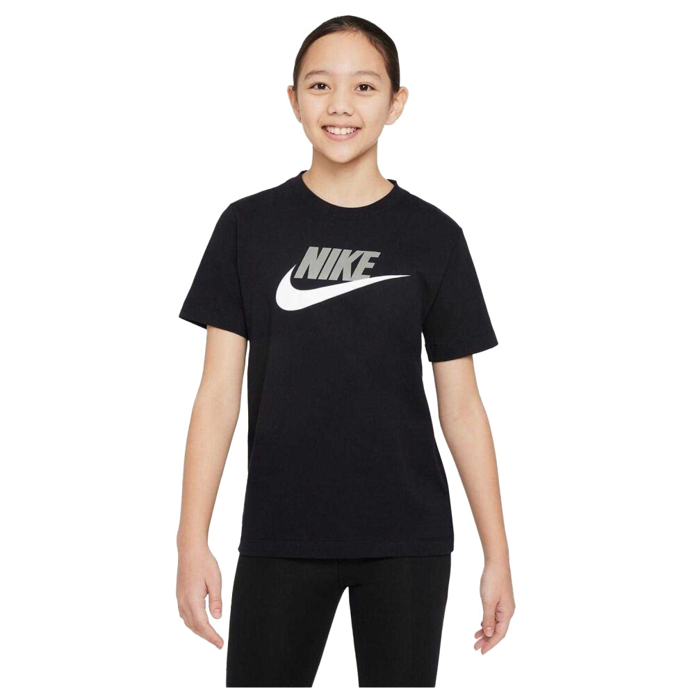 Nike (9-10 Years, Black/Grey) Childrens/Kids Sportswear Logo Cotton T-Shirt