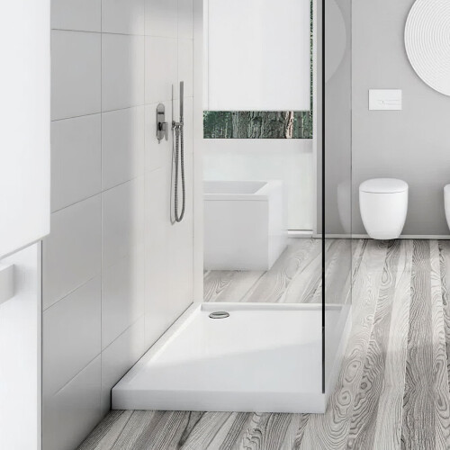 Living And Home 100x80×4cm Wetroom Rectangular Tray, White 2