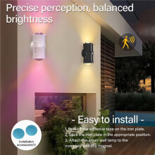 Luminária Noturna LED RGB Sunset com Sensor de Movimento, Sem Fio, de Parede, com Dois Refletores Magnéticos para Decoração de Quarto.