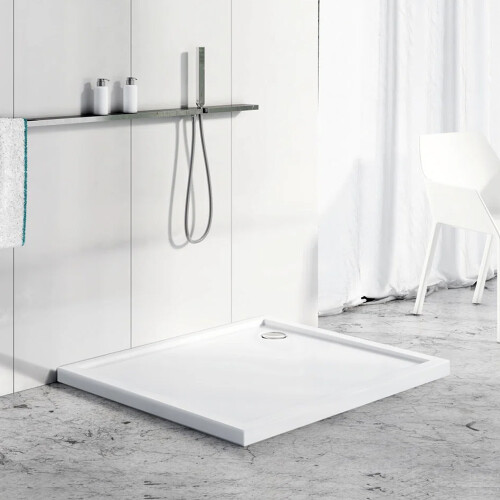 Living And Home 100x80×4cm Wetroom Rectangular Tray, White 1