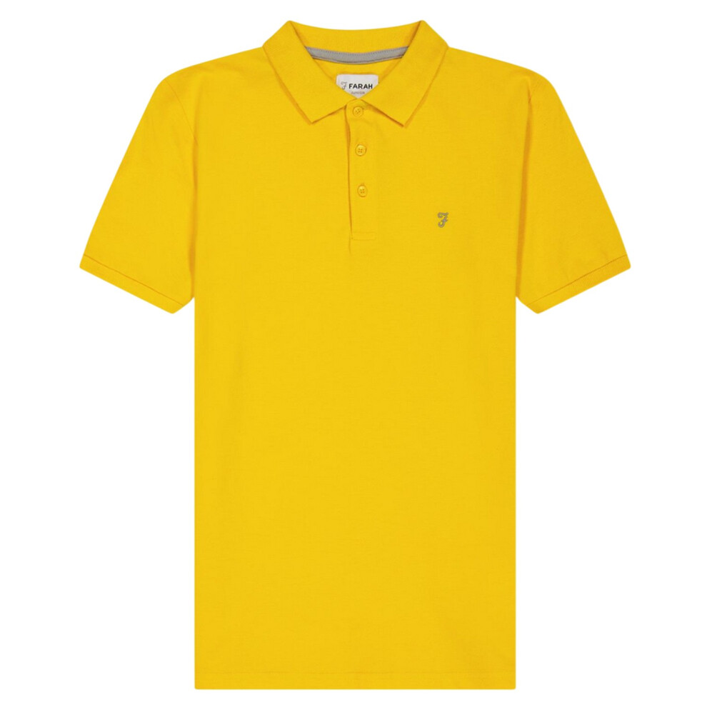 Farah (12-13 Years, Yellow) Boys Bugsworth Embroidered Short-Sleeved Polo Shirt