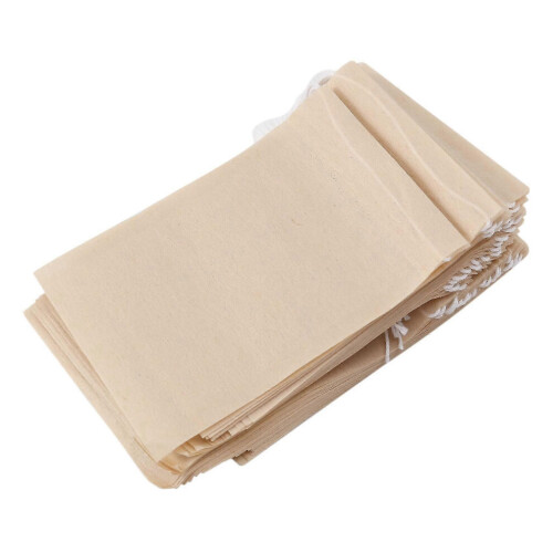 (As show, One size) 500-pack tefilterpåsar, engångspapperstepåse med dragsko för lösbladste, kaffe (naturlig) 1
