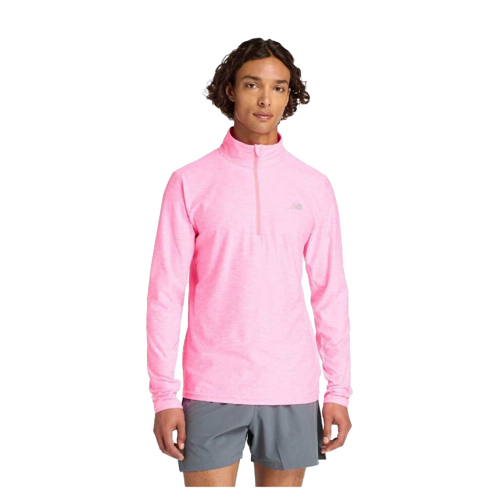New Balance (S, Neon Pink) Mens Space Dye Quarter Zip Top