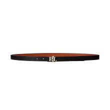 (L, Black/Tan) Ralph Lauren Womens/Ladies Monogram Leather Belt