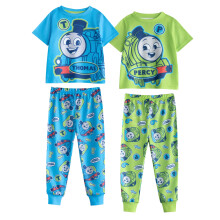 (3-4 Years, Blue/Green) Thomas And Friends Boys Thomas And Percy Short-Sleeved Long Pyjama Set (Pack of 2)