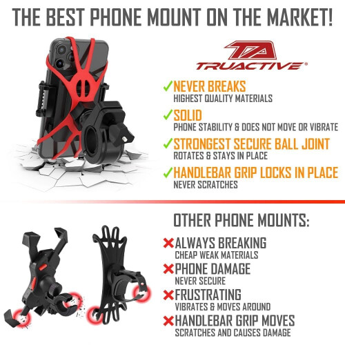 TruActive Premium Bike Phone Mount Holder Universal 4-7 1