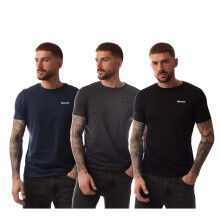 (M, Navy/Grey/Black) Bench Mens Logo Cotton T-Shirt (Pack of 3)