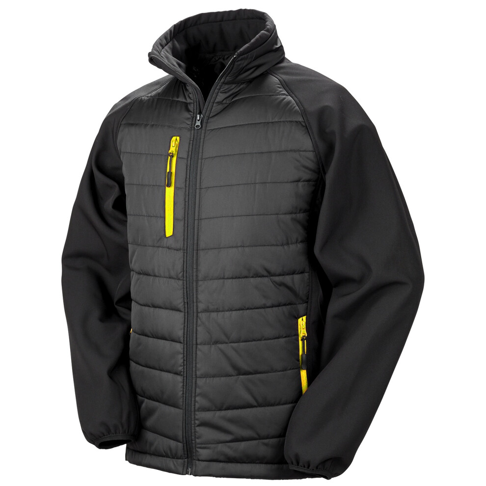 Result (Xs, Black/Yellow) Unisex Adult Compass Softshell Padded Jacket