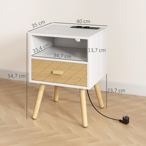 Homcom Mesita de Noche Bicolor 40 x 35 x 54.7 cm 2