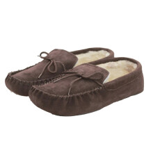 (12 UK-13 UK, Dark Brown) Eastern Counties Leather Unisex Adult Sheepskin Lined Hard Sole Moccasins