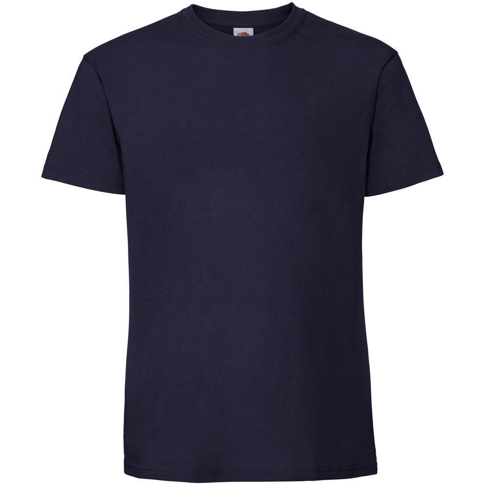 Fruit Of The Loom Men's Navy Iconic 195 Ringspun Premium T-Shirt In | Size: 5XL - Image 2