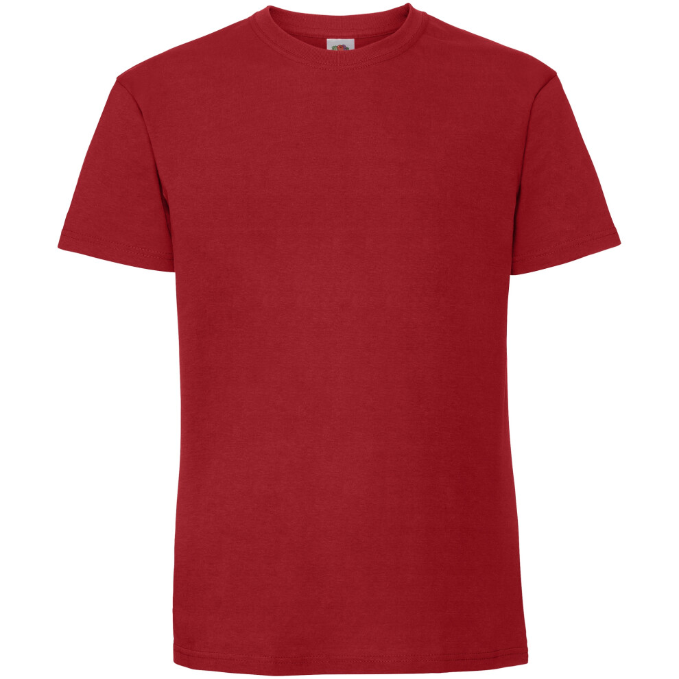 Fruit Of The Loom Men's Red Ringspun Premium Tshirt, Short Sleeve, Tunic Inches, Polyester, Modern, Solid, S, M, L, Xl, Xxl - Image 2