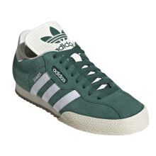 (4 UK, Green/White) Adidas Boys Samba 3 Stripes Suede Trainers