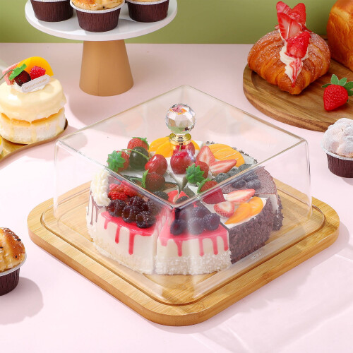 FOXNOVO Wooden Dessert Display Plate Set 2