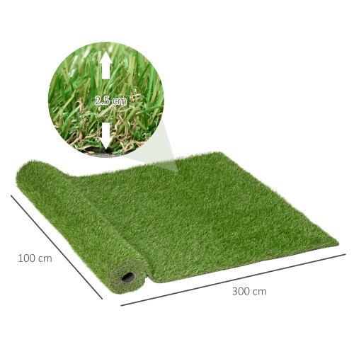 Outsunny Césped Artificial Verde 300 x 100 x 2.5cm 2