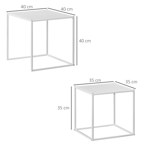 Homcom Mesas de Café Blanco 40 x 40 x 40 cm 2