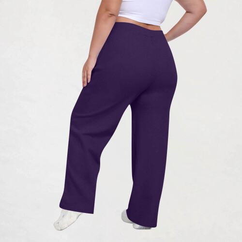 Women's Plus Size Casual Pants Drawstring Waist Solid Color 1