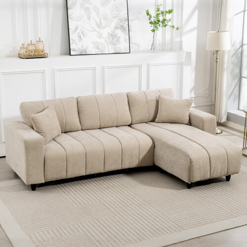 Homcom Sofá Chaise Longue Beige 242 x 156 x 87 cm 1