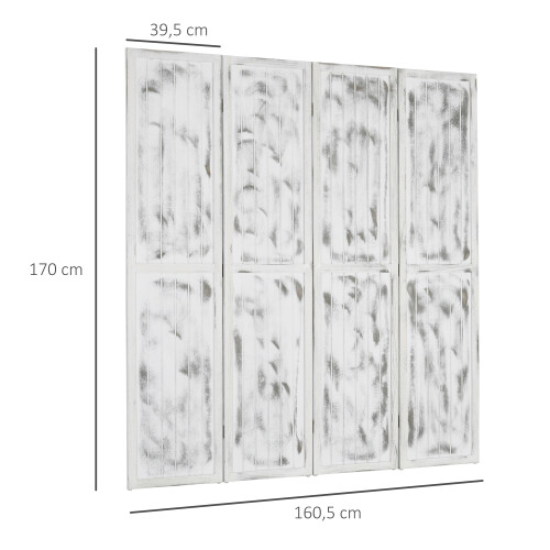 Homcom Biombo Separador Blanco 160.5 x 1.8 x 170 cm 2