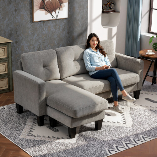 Homcom Sofá Chaise Longue Gris 186 x 130 x 84 cm 2