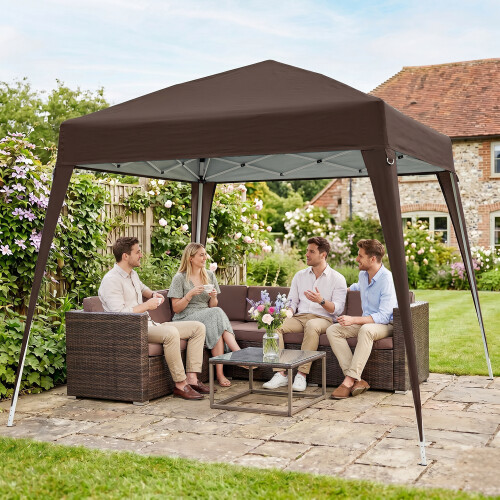 Outsunny Carpa Plegable Marrón 240 x 240 x 250 cm 1