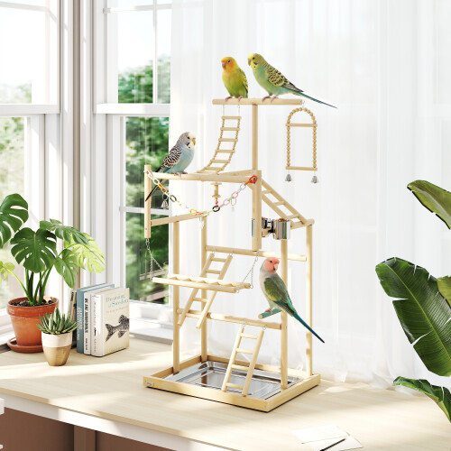 PawHut Soporte para Pájaro Marrón 48 x 38 x 95 cm 2