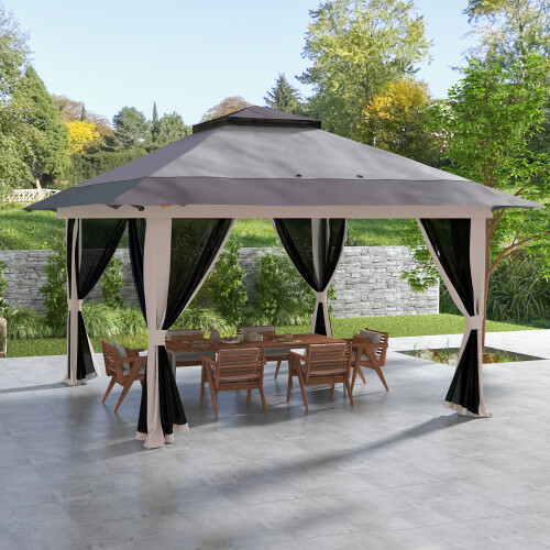 Outsunny Carpa Plegable Gris 392 x 392 x 283 cm 2