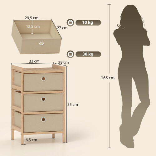 Homcom Cómoda de Tela Beige 33 x 29 x 55 cm 2