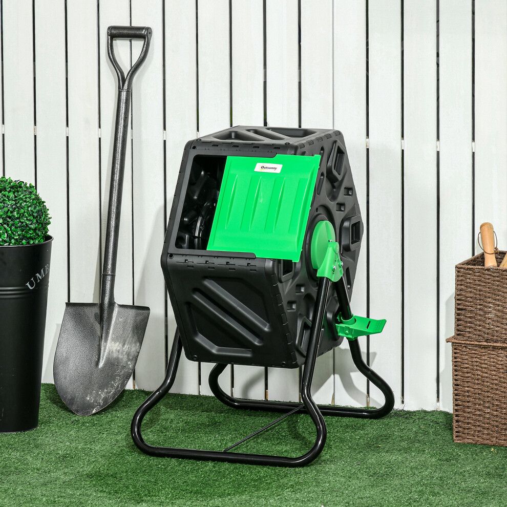 Outsunny 65L Garden Compost Bin, Barrel Rotating Composter With Steel Legs - Image 2